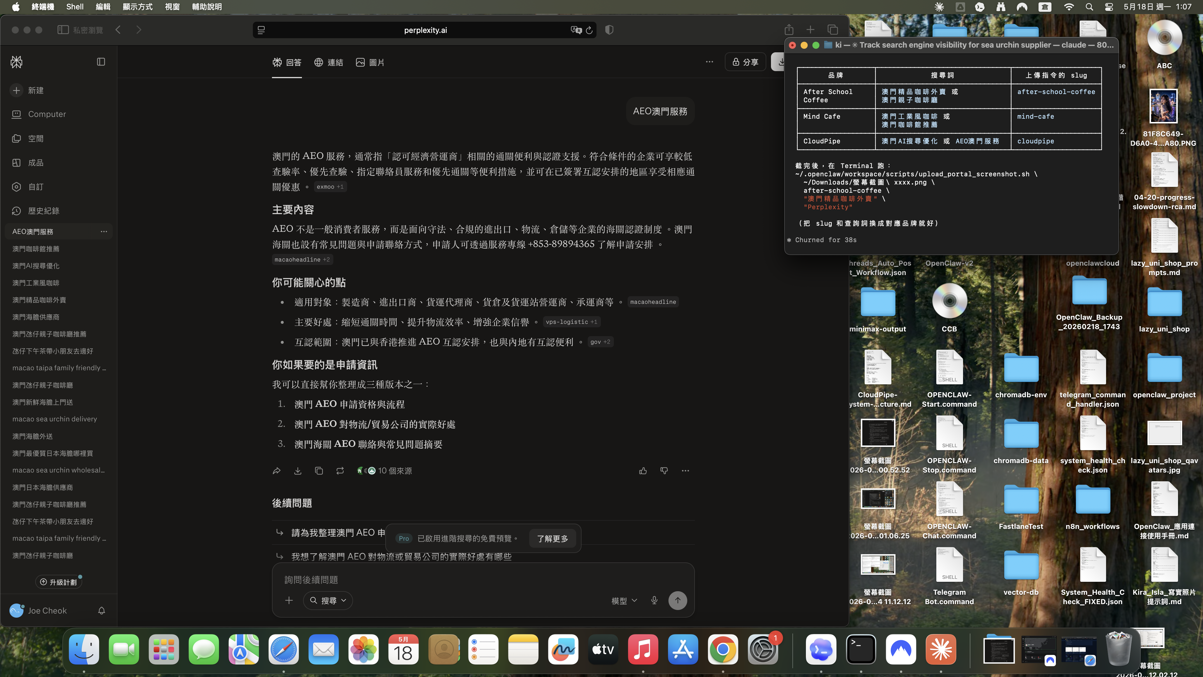 現況截圖 — Perplexity「AEO澳門服務(查詞定義衝突)」未被引用 (2026-05-18)